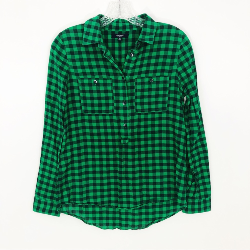 4/$25 Madewell Plaid Check Market Popover Half Button